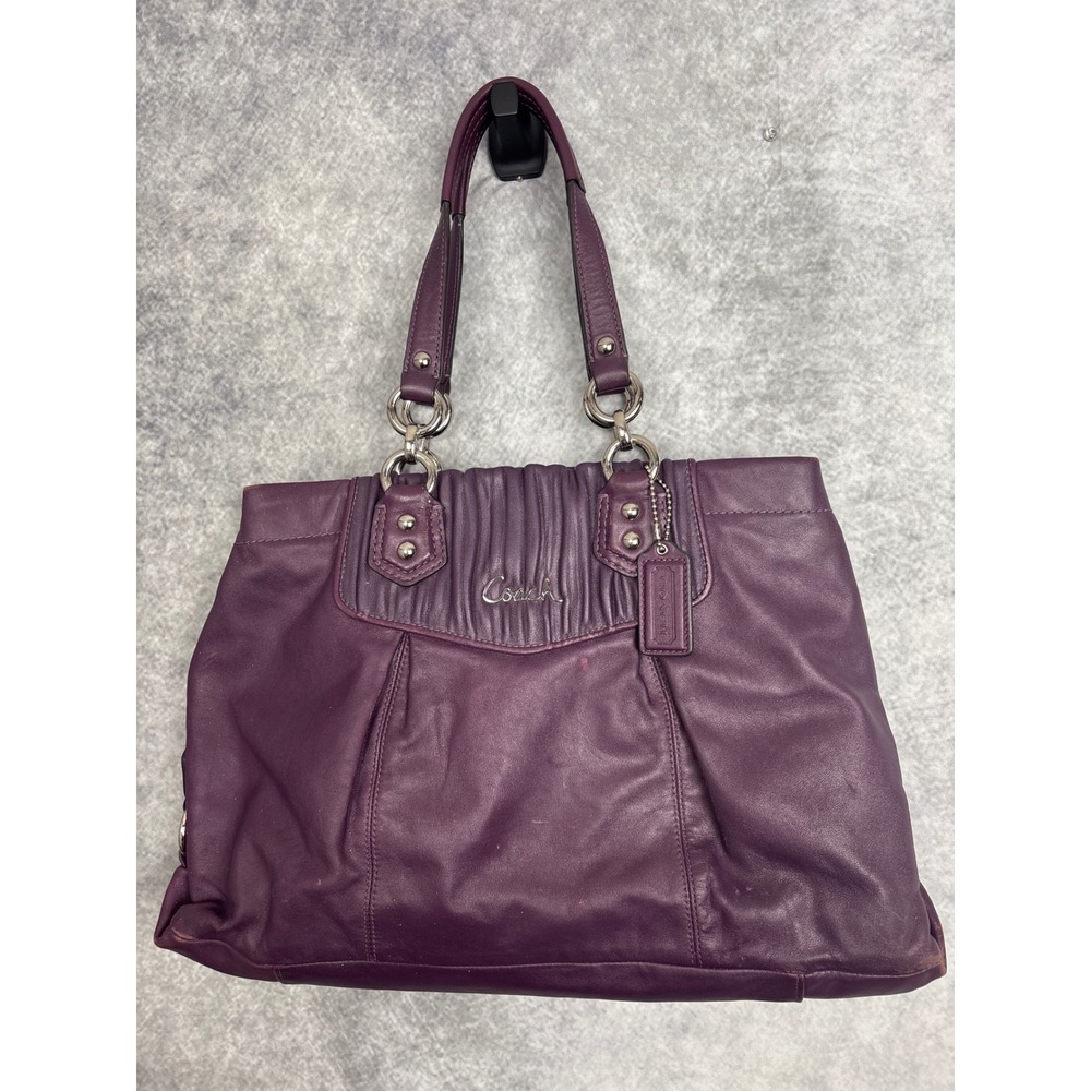 Coach Ashley Leather Satchel Carryall in Deep Plum Purple Project Purse F19425